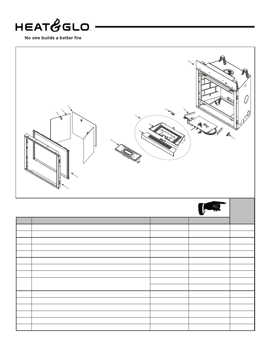 8000cmod-ipi, Service parts, Stocked at depot | Heat & Glo Fireplace 8000CMOD-IPI User Manual | Page 68 / 71