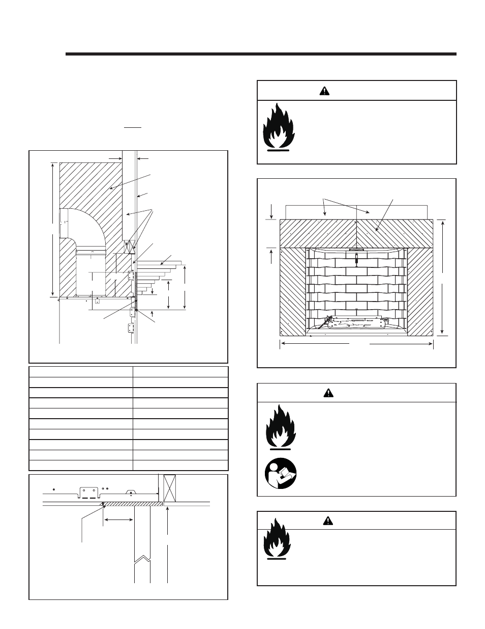 Finishing, Warning, A. mantel projections | B. facing material | Heat & Glo Fireplace ESCAPE 36DV User Manual | Page 34 / 60