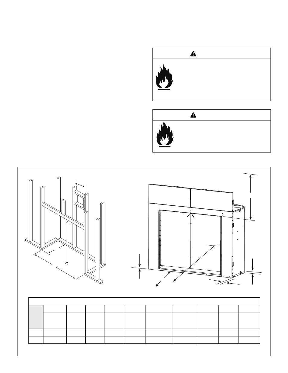 Warning, B. constructing the appliance chase, C. clearances | Heat & Glo Fireplace ESCAPE 36DV User Manual | Page 9 / 60