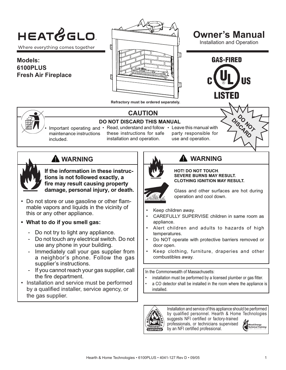 Heat & Glo Fireplace 6100PLUS User Manual | 40 pages