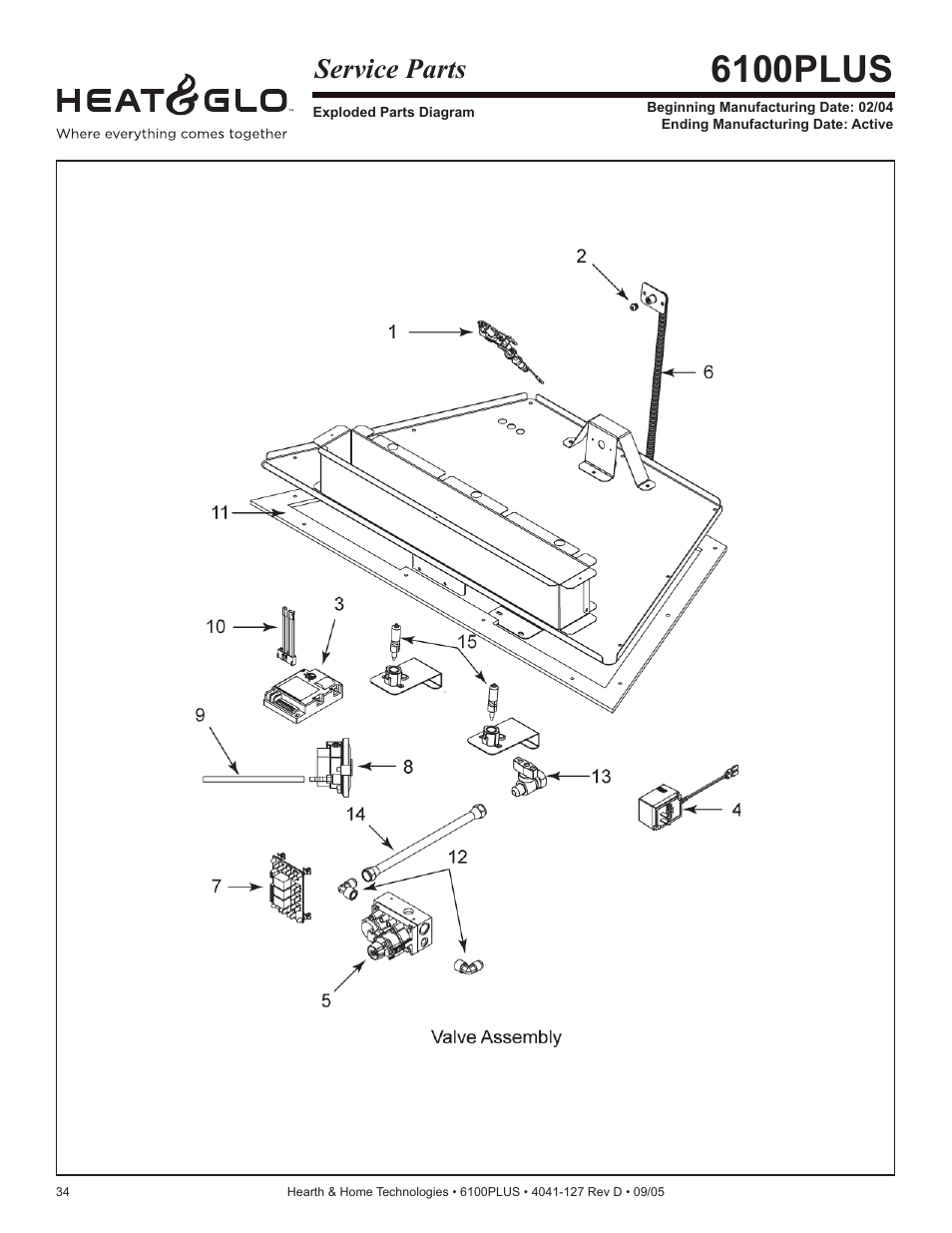 6100plus, Service parts | Heat & Glo Fireplace 6100PLUS User Manual | Page 34 / 40