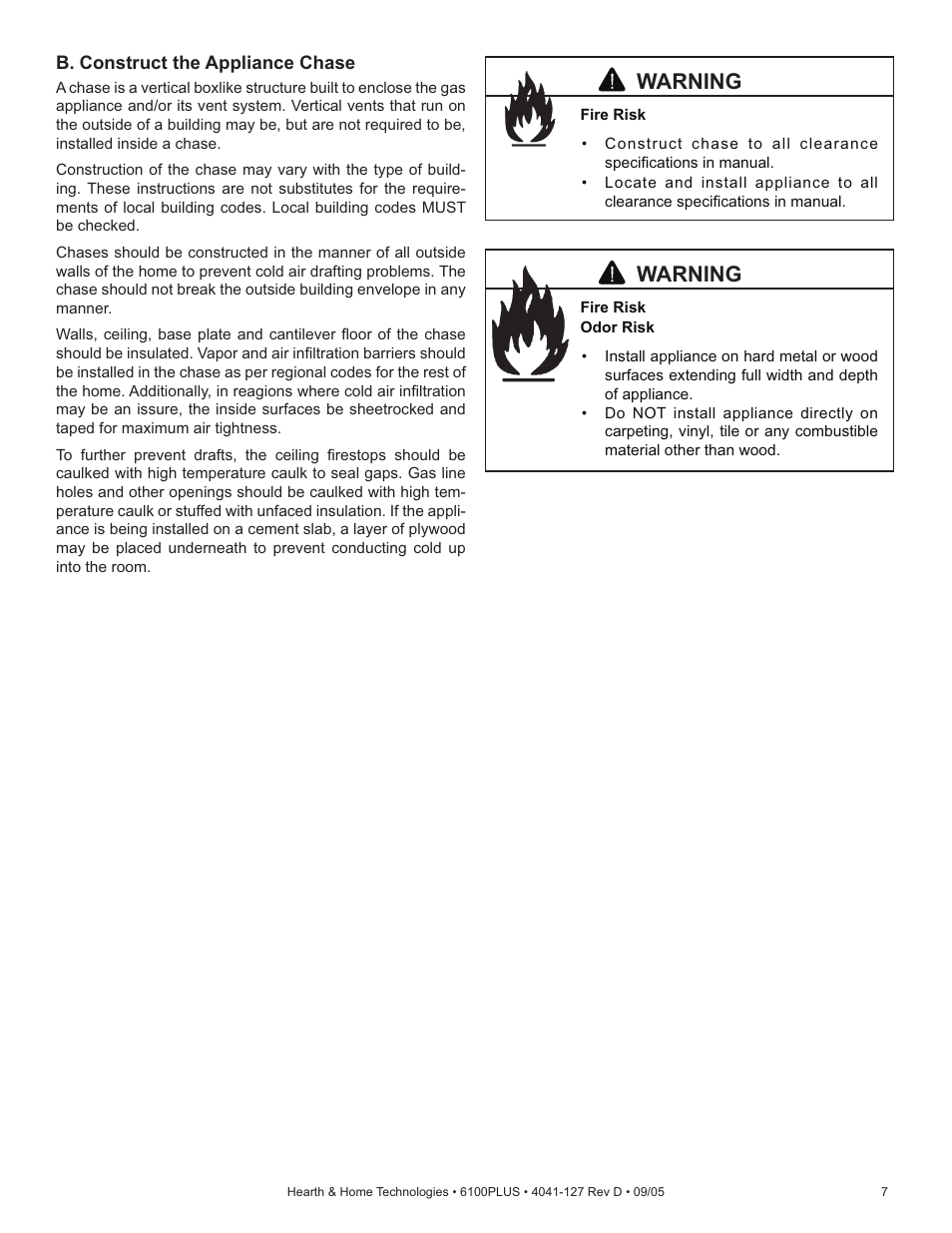 Warning | Heat & Glo Fireplace 6100PLUS User Manual | Page 7 / 40