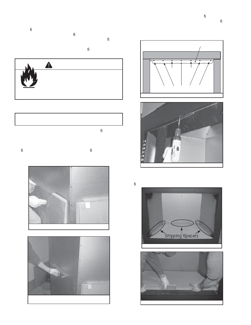 Warning, B. secure the fireplace, C. install the refractory | Heat & Glo Fireplace EXCLAIM-42T-C User Manual | Page 15 / 50