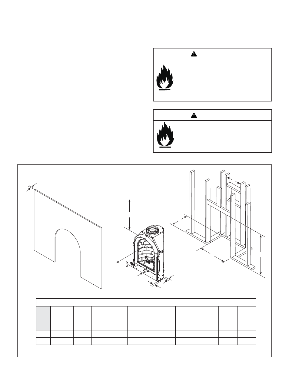 Warning, B. constructing the appliance chase, C. clearances | Heat & Glo Fireplace CRESCENT II User Manual | Page 8 / 52