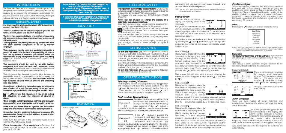 Identifier getting started, General safety, Introduction | Electrical safety, Operating instructions, Basestation | HSS Fidelity SS041 User Manual | Page 2 / 2