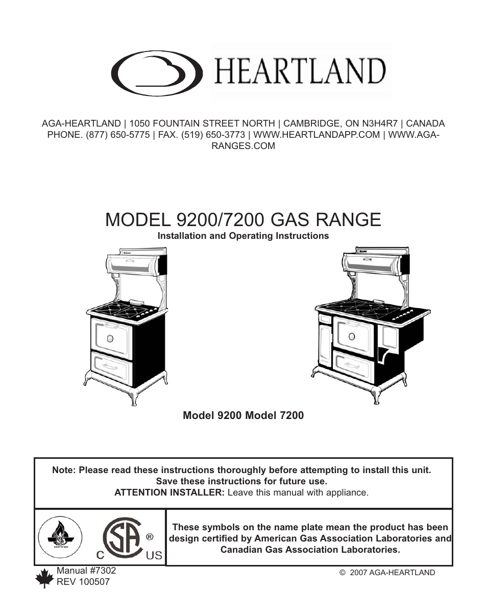 Heartland Bakeware 9200/7200 User Manual | 38 pages