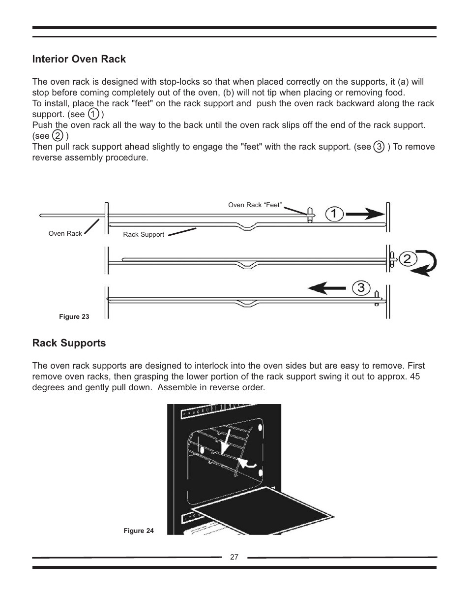 Rack supports, Interior oven rack | Heartland Bakeware 9200/7200 User Manual | Page 27 / 38