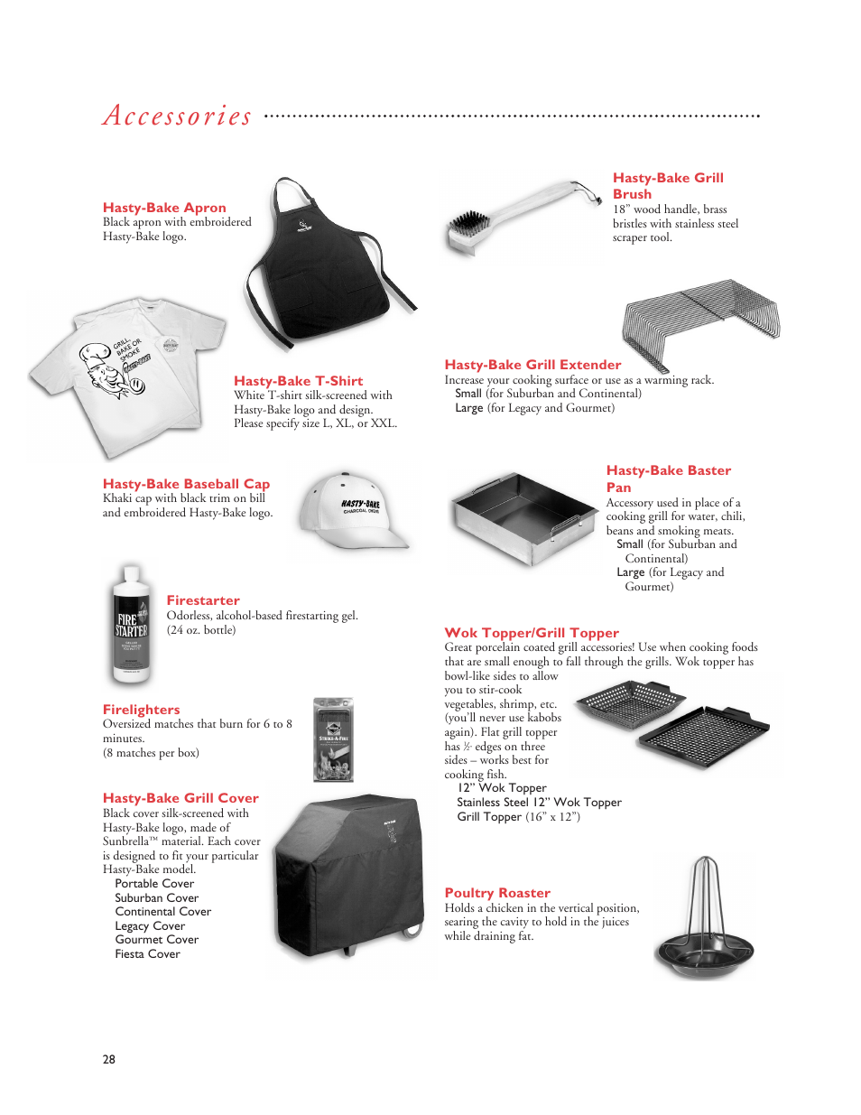 Accessories | Hasty-Bake Portable User Manual | Page 30 / 32