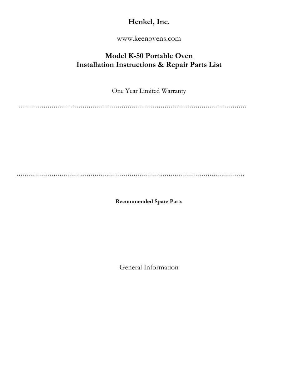 Henkel, inc, General information | Henkel KEEN K-50 User Manual | Page 2 / 8