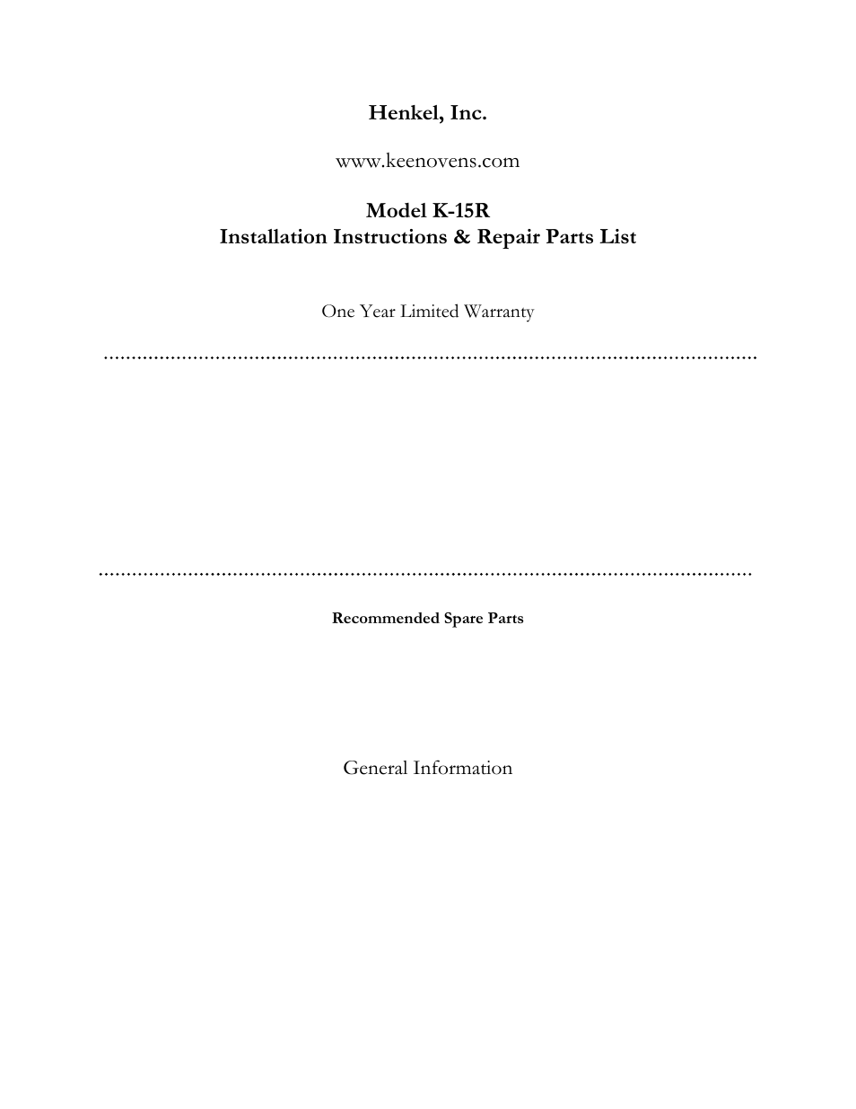 Henkel, inc, General information | Henkel K-15R User Manual | Page 2 / 7