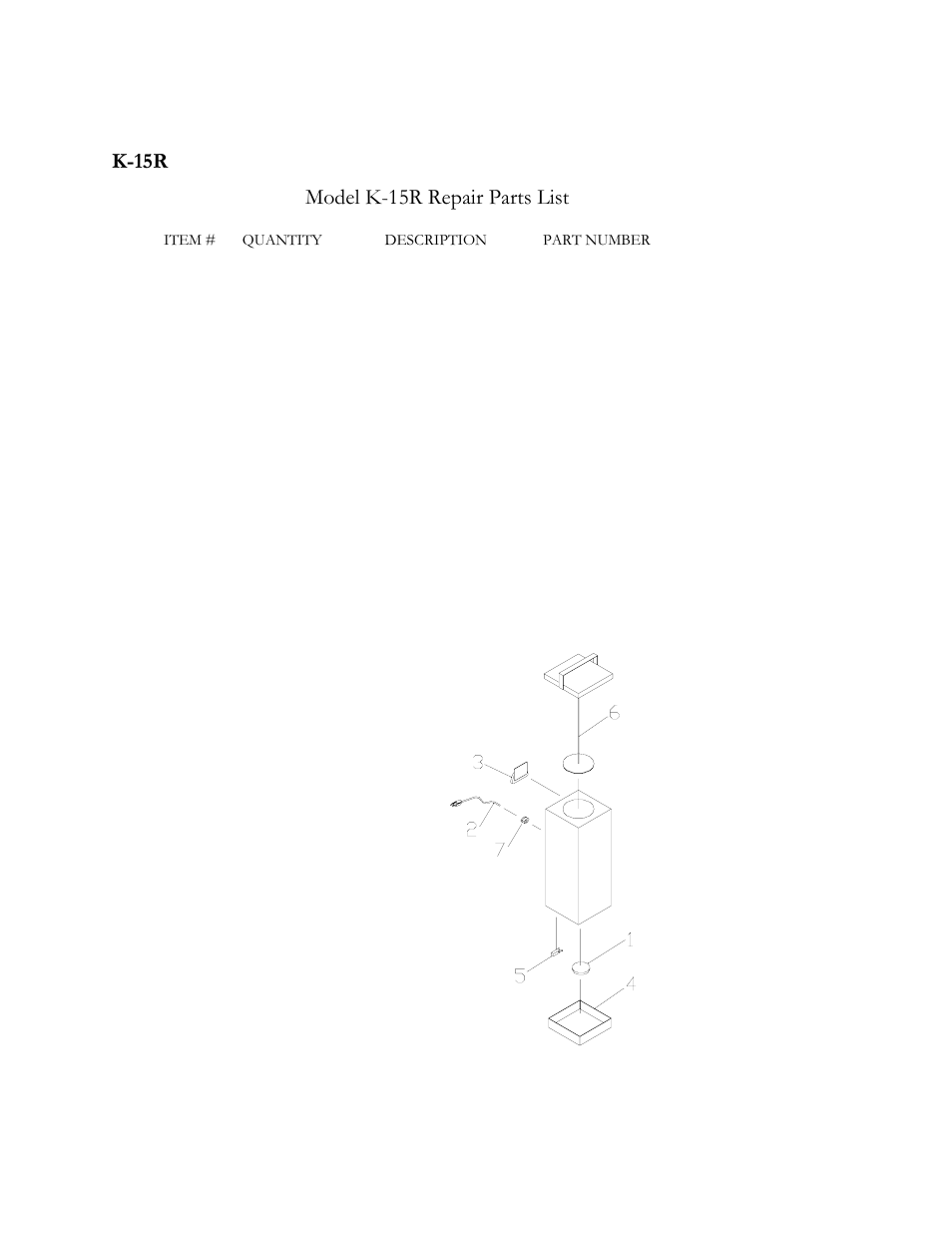 K-15r model k-15r repair parts list | Henkel K-15R User Manual | Page 6 / 7