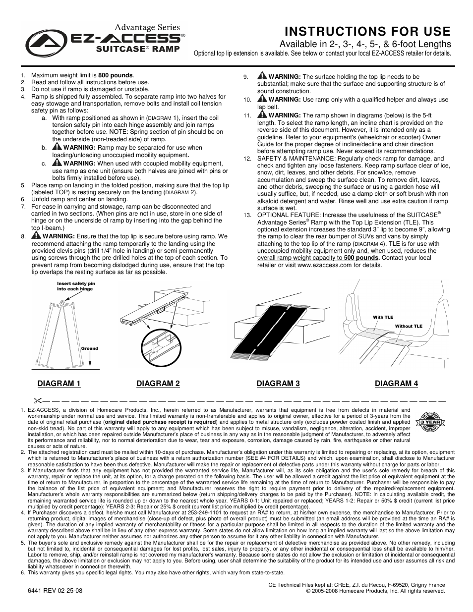 Homecare Enterprise Suitcase Ramp User Manual | 2 pages