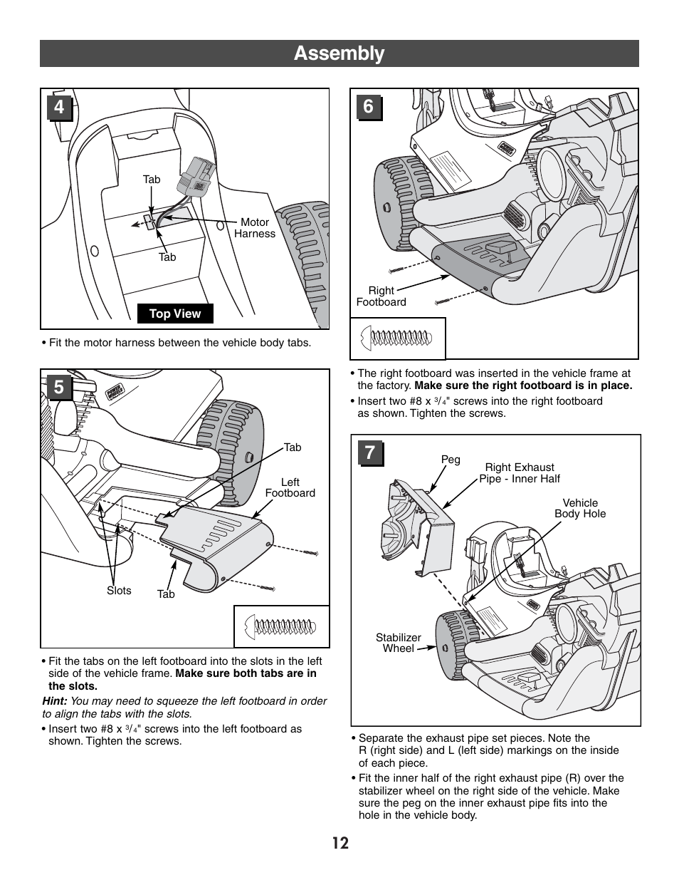 Assembly | Harley-Davidson B3160 User Manual | Page 12 / 40