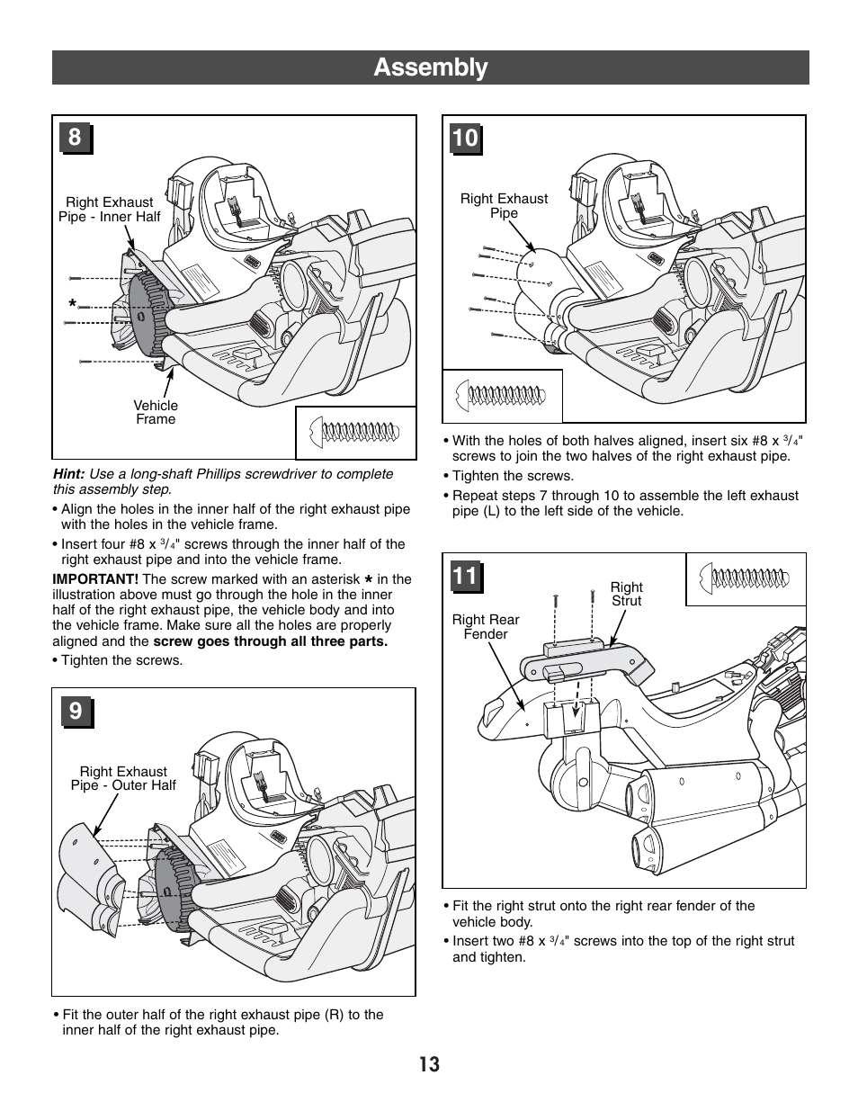 Assembly | Harley-Davidson B3160 User Manual | Page 13 / 40