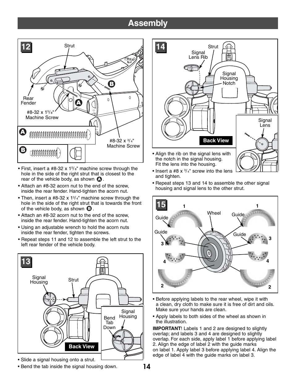 Assembly | Harley-Davidson B3160 User Manual | Page 14 / 40