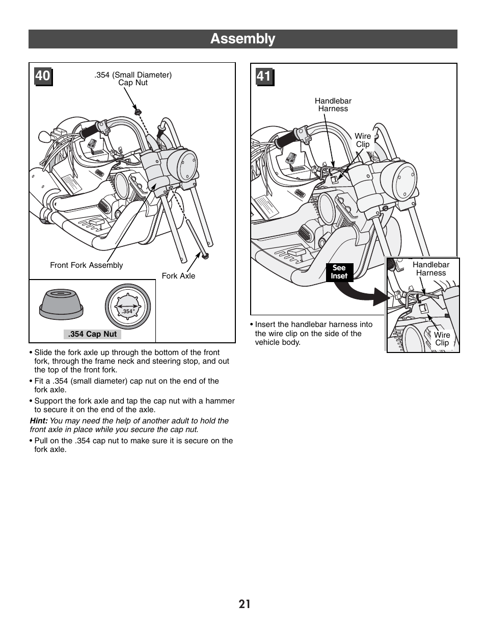 Assembly | Harley-Davidson B3160 User Manual | Page 21 / 40