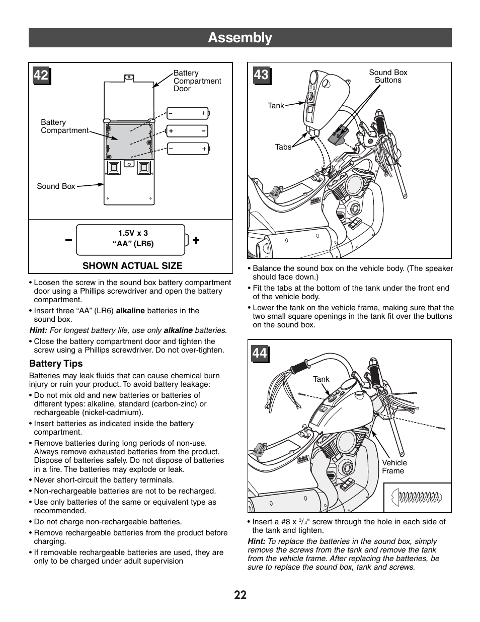 Assembly | Harley-Davidson B3160 User Manual | Page 22 / 40