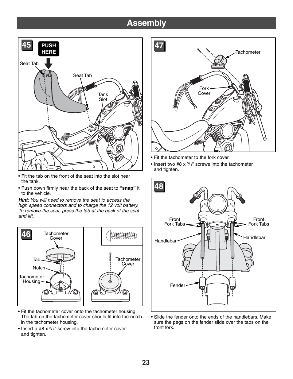 Assembly | Harley-Davidson B3160 User Manual | Page 23 / 40