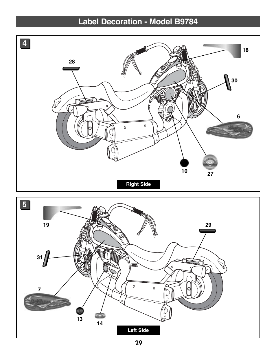 Label decoration - model b9784 | Harley-Davidson B3160 User Manual | Page 29 / 40