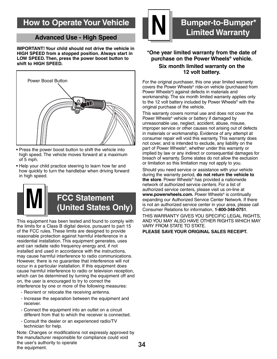 Fcc statement (united states only) | Harley-Davidson B3160 User Manual | Page 34 / 40