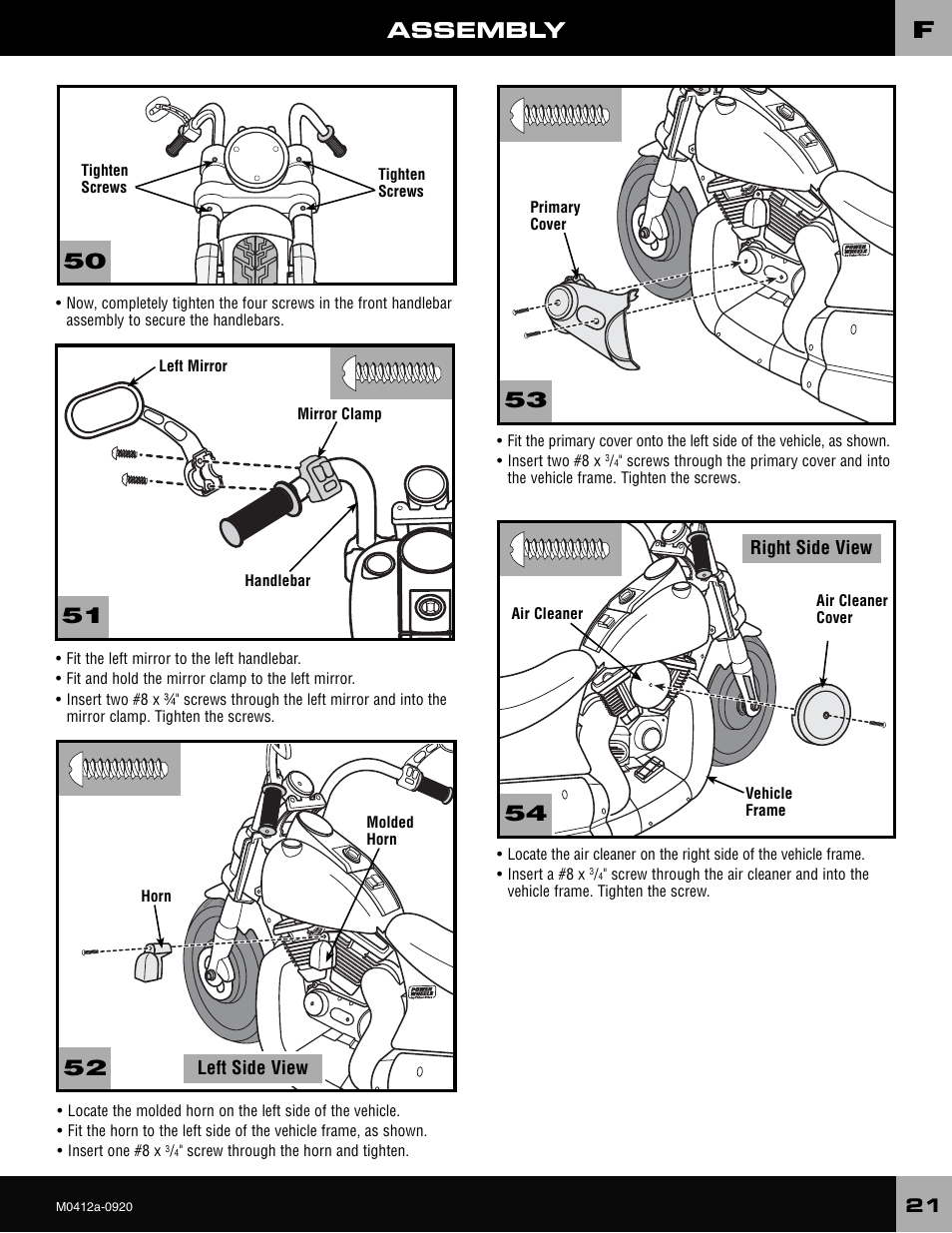 Assembly | Harley-Davidson CRUISER M0412 User Manual | Page 21 / 32