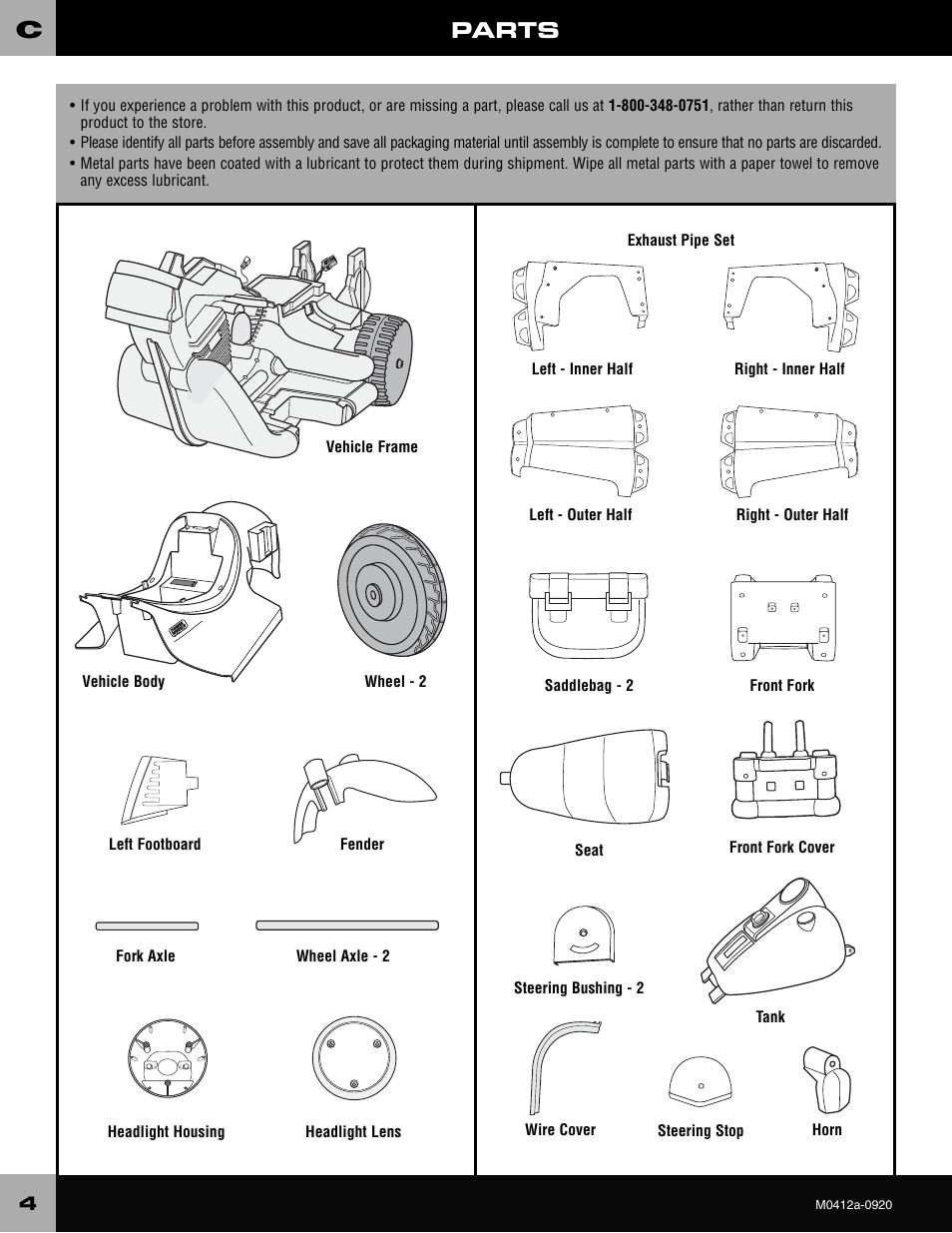 Parts | Harley-Davidson CRUISER M0412 User Manual | Page 4 / 32