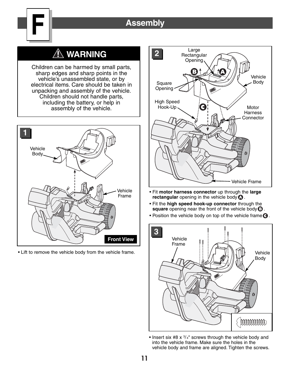 Assembly, Warning | Harley-Davidson CLASSIC CHROME H4808 User Manual | Page 11 / 39