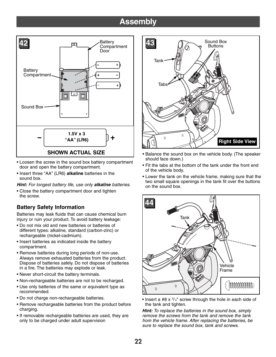 Assembly | Harley-Davidson CLASSIC CHROME H4808 User Manual | Page 22 / 39