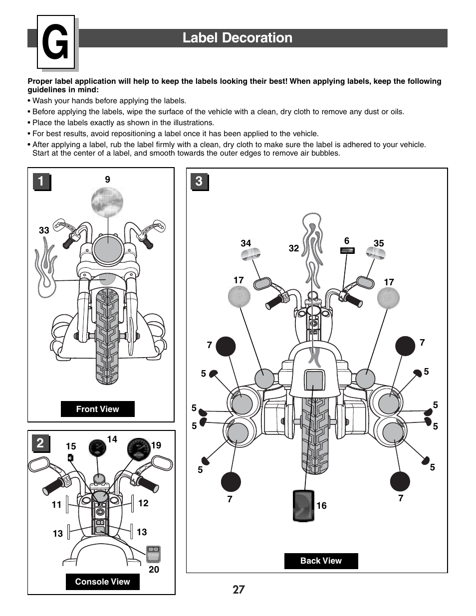 Label decoration | Harley-Davidson CLASSIC CHROME H4808 User Manual | Page 27 / 39