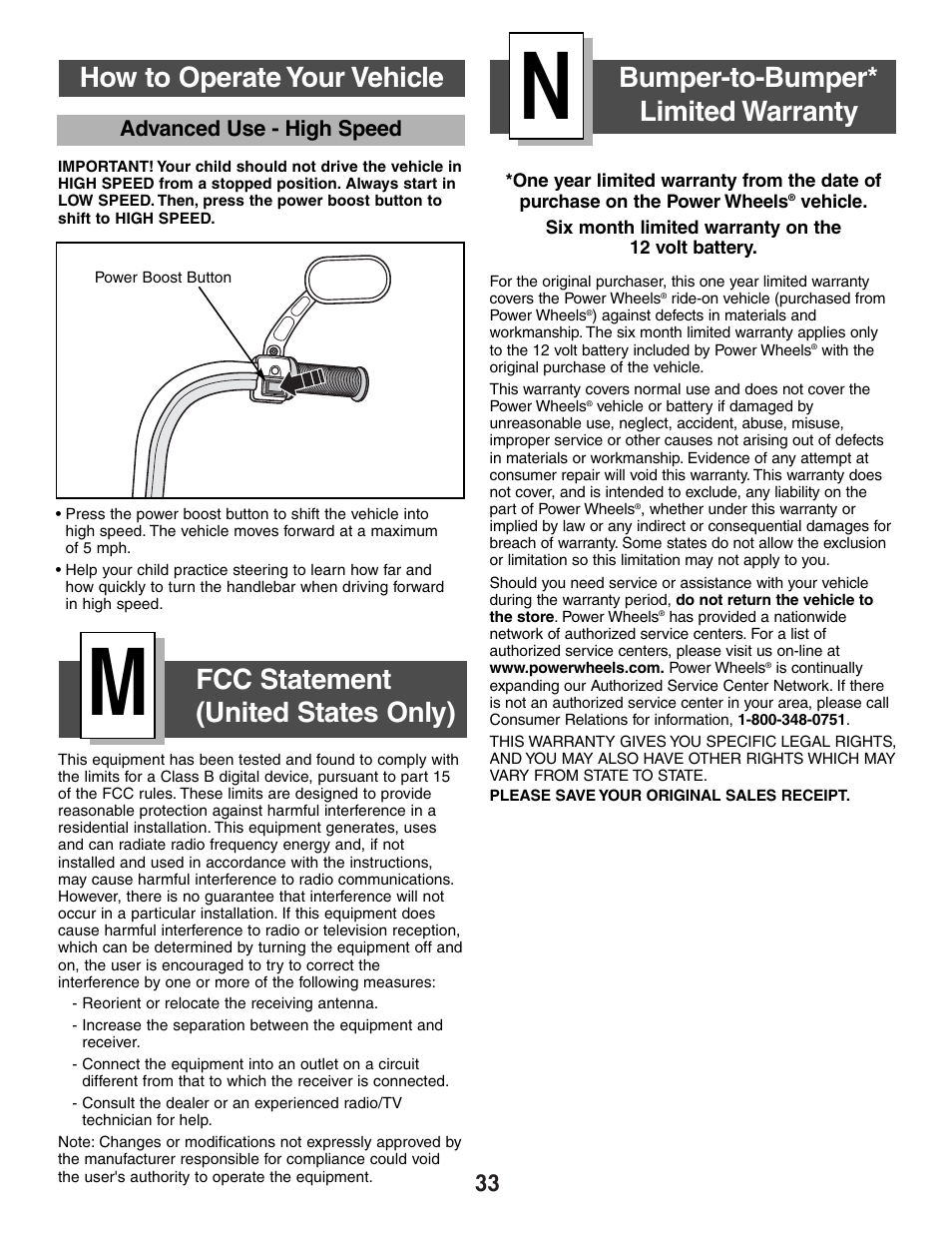 Fcc statement (united states only) | Harley-Davidson CLASSIC CHROME H4808 User Manual | Page 33 / 39