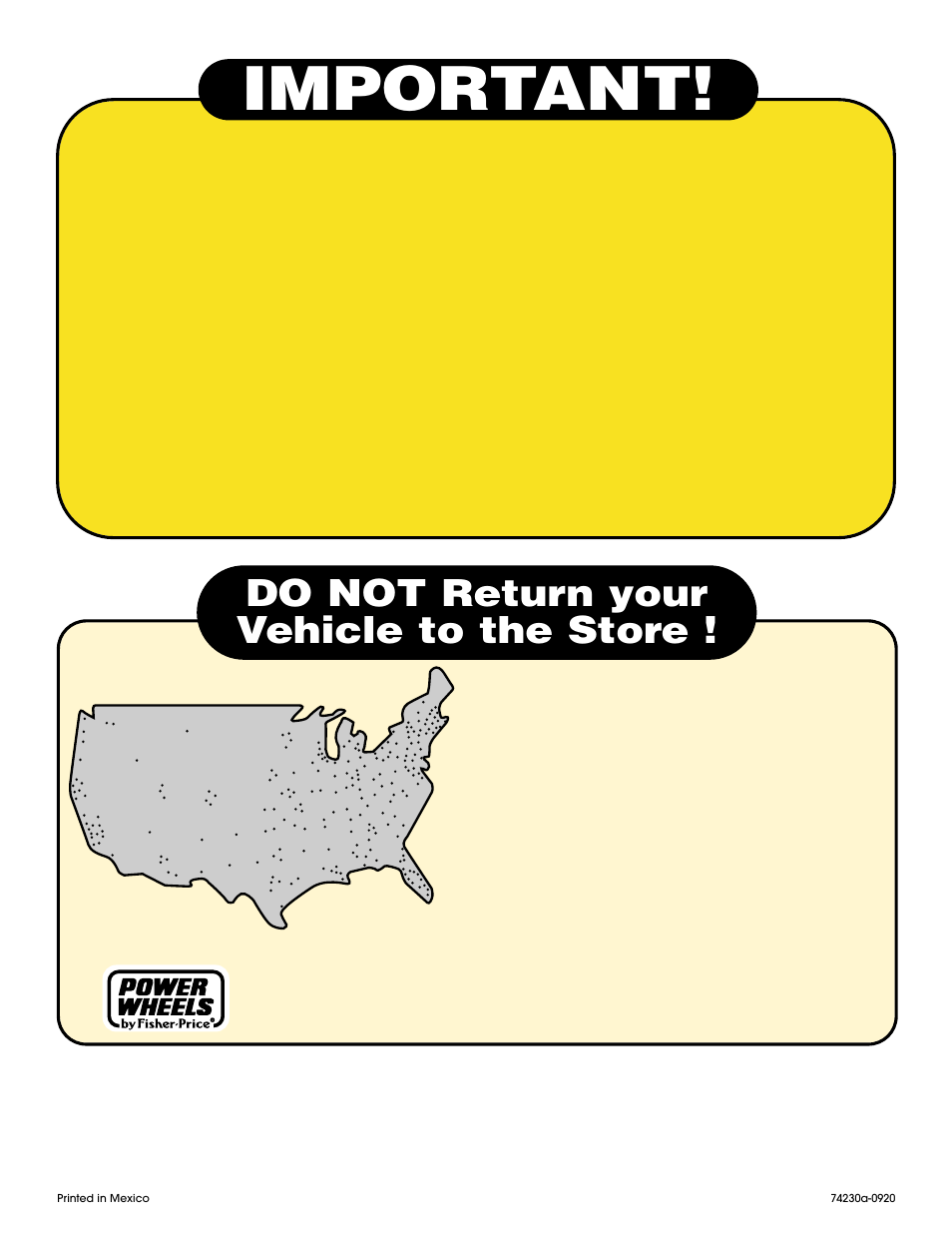 Important, Do not return your vehicle to the store | Harley-Davidson 74230 User Manual | Page 32 / 32