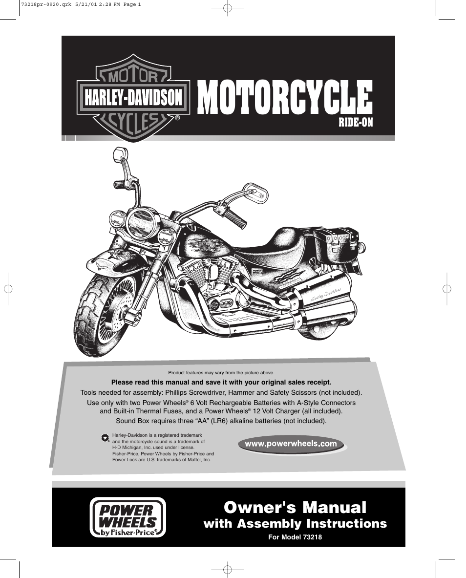 Harley-Davidson FISHER-PRICE 73218 User Manual | 36 pages