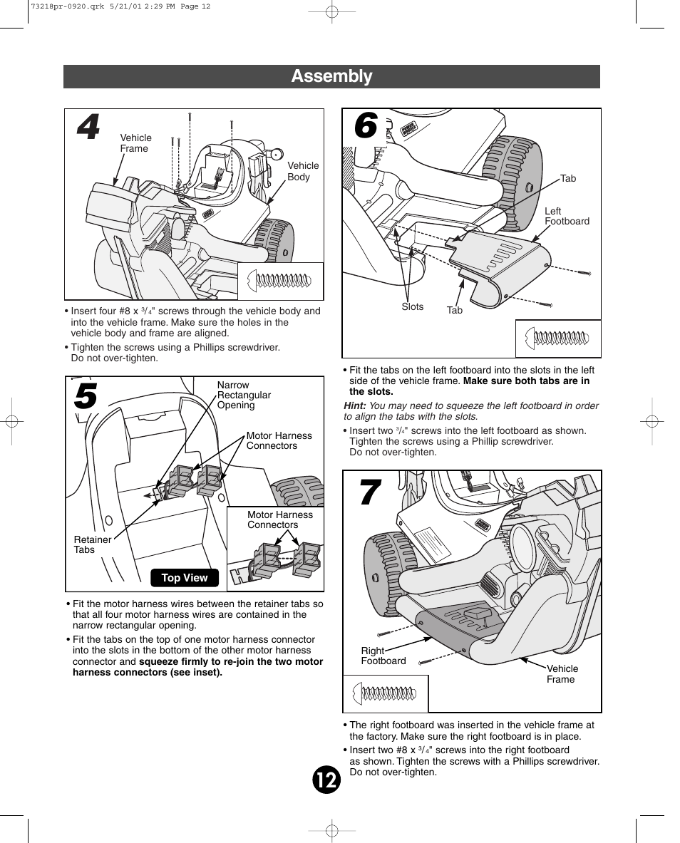 Assembly | Harley-Davidson FISHER-PRICE 73218 User Manual | Page 12 / 36