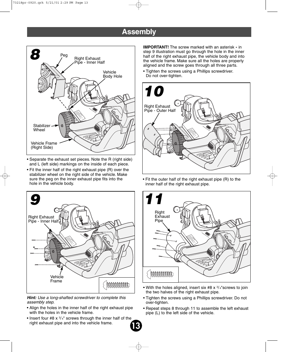 Assembly | Harley-Davidson FISHER-PRICE 73218 User Manual | Page 13 / 36