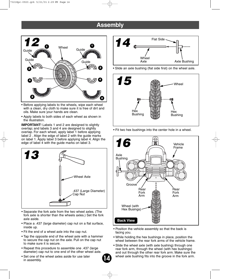 Assembly | Harley-Davidson FISHER-PRICE 73218 User Manual | Page 14 / 36