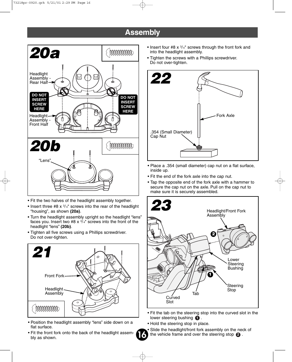 20a 20b, Assembly | Harley-Davidson FISHER-PRICE 73218 User Manual | Page 16 / 36