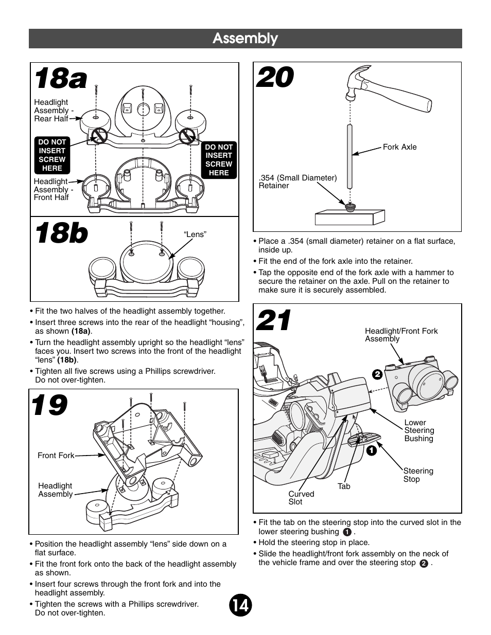 18a 18b, Assembly | Harley-Davidson POWER WHEELS 74370 User Manual | Page 14 / 32