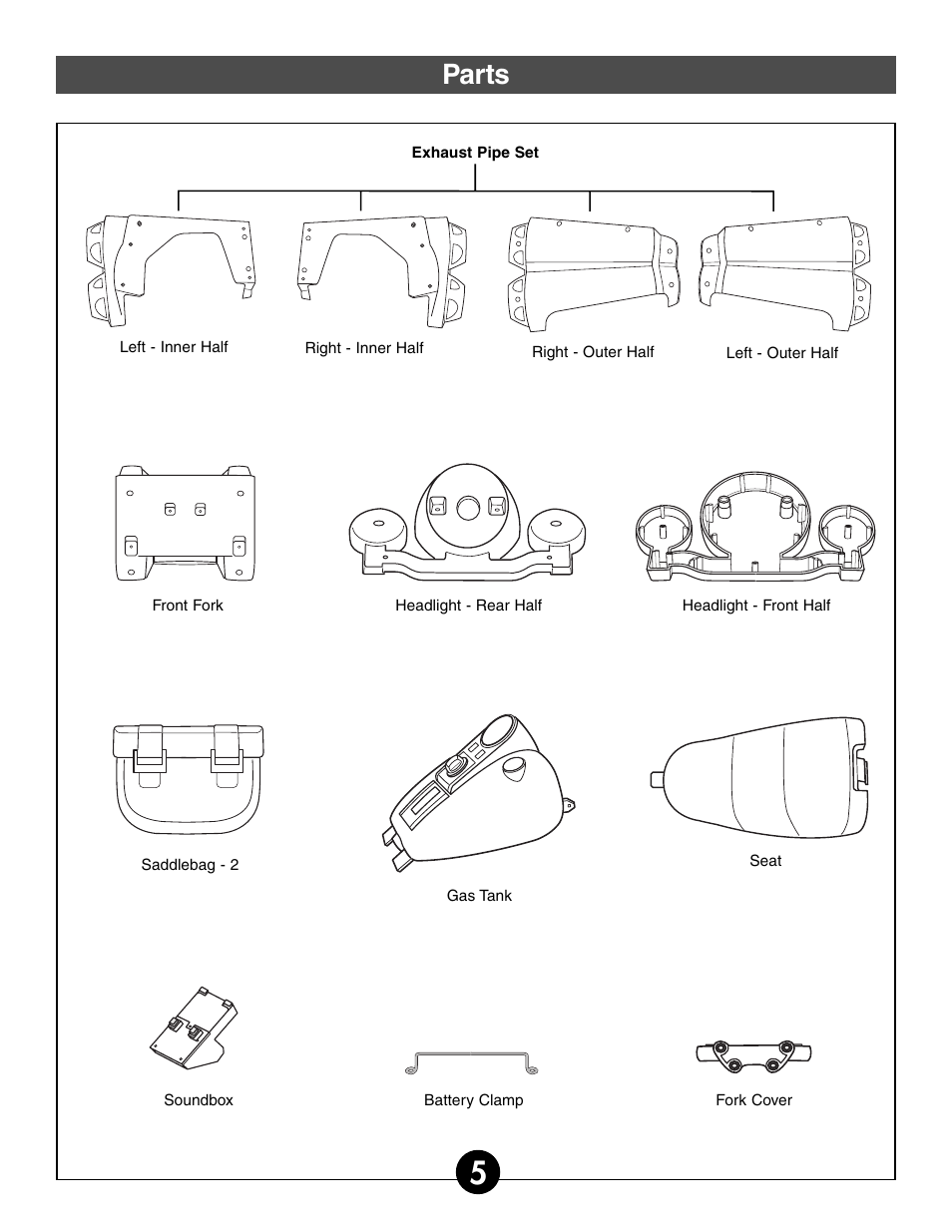 Parts | Harley-Davidson POWER WHEELS 74370 User Manual | Page 5 / 32