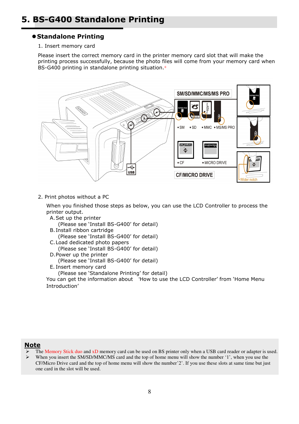 Bs-g400 standalone printing | Hi-Touch Imaging Technologies BS-G400 User Manual | Page 9 / 22