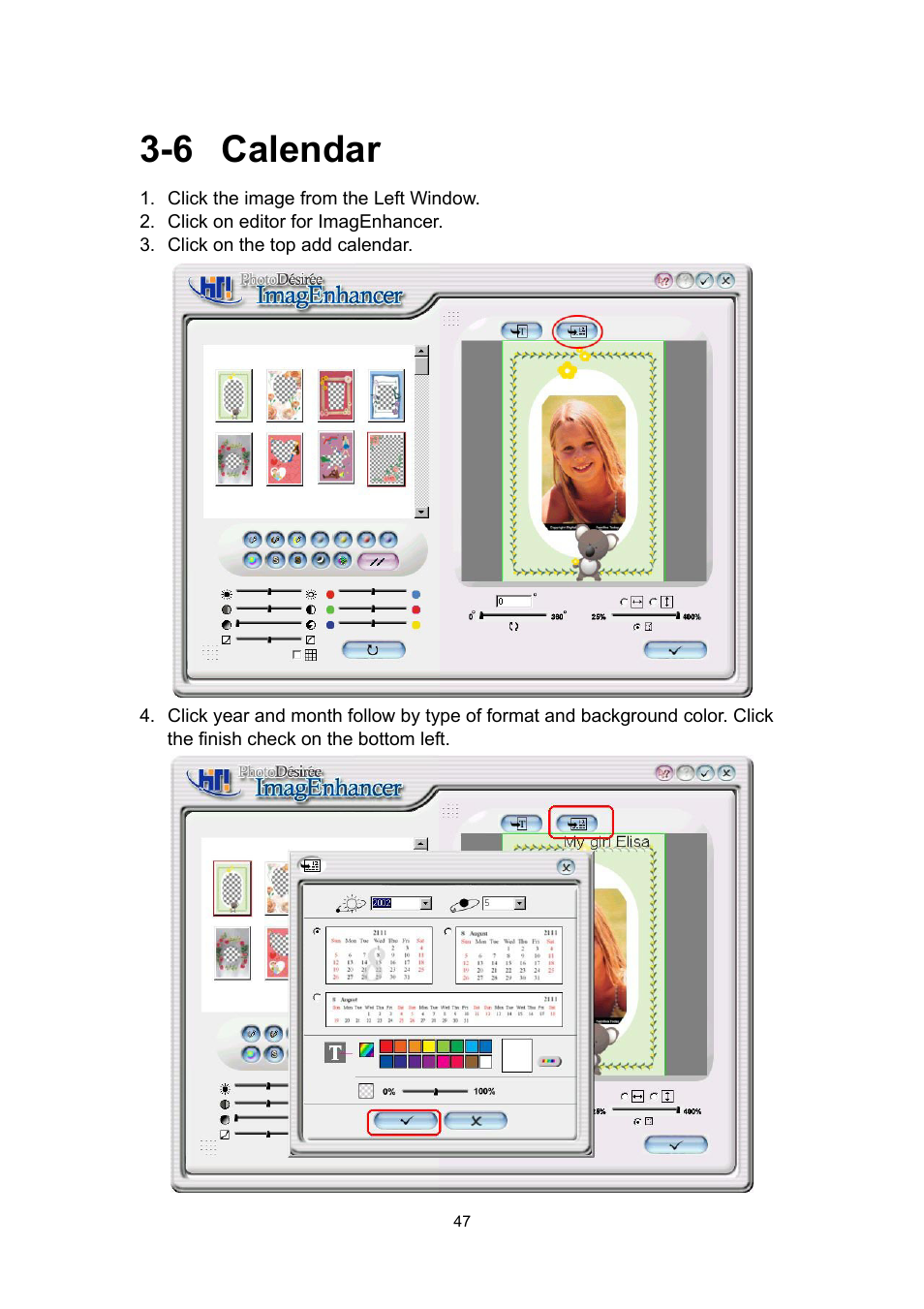 6 calendar | Hi-Touch Imaging Technologies 640PS User Manual | Page 48 / 111