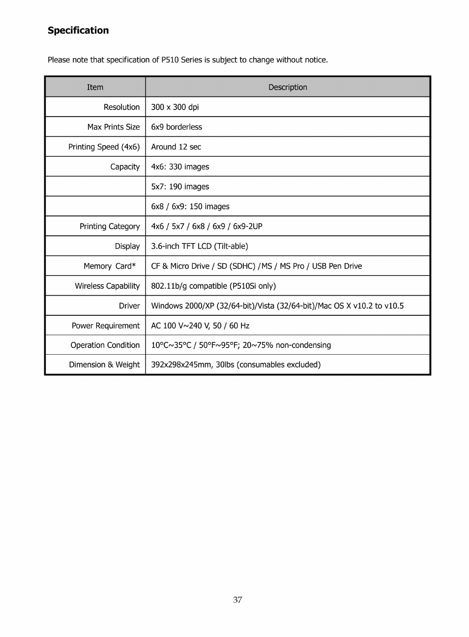 Hi-Touch Imaging Technologies P510S User Manual | Page 37 / 40