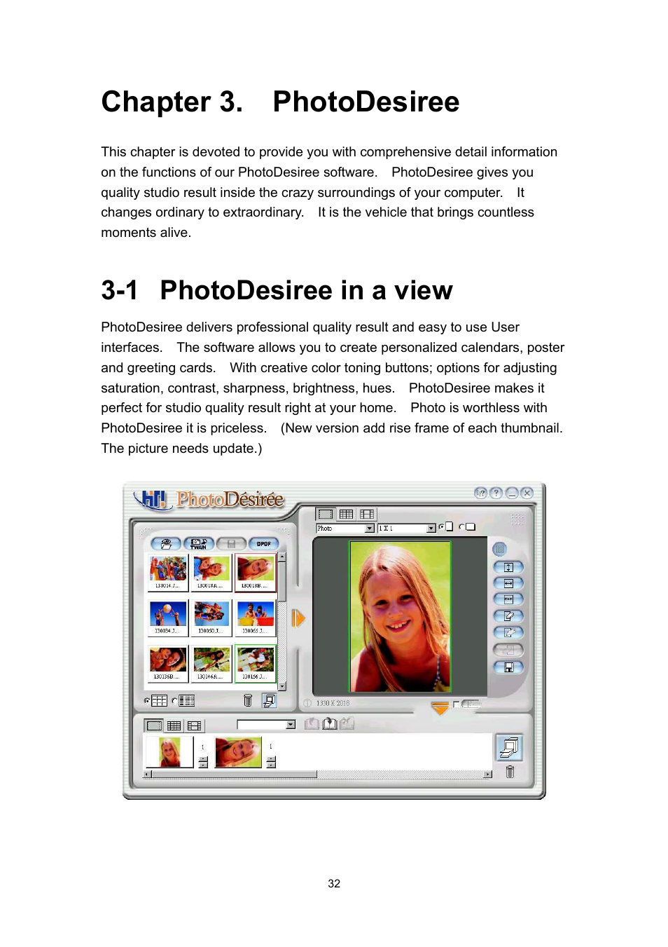 Chapter 3. photodesiree, 1 photodesiree in a view | Hi-Touch Imaging Technologies 630PL User Manual | Page 33 / 109