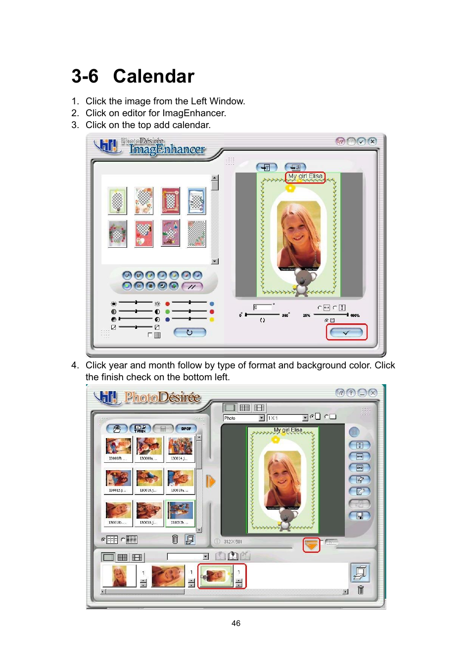 6 calendar | Hi-Touch Imaging Technologies 630PL User Manual | Page 47 / 109