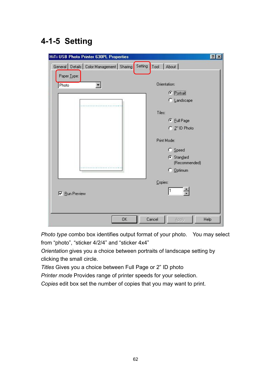 1-5 setting | Hi-Touch Imaging Technologies 630PL User Manual | Page 63 / 109
