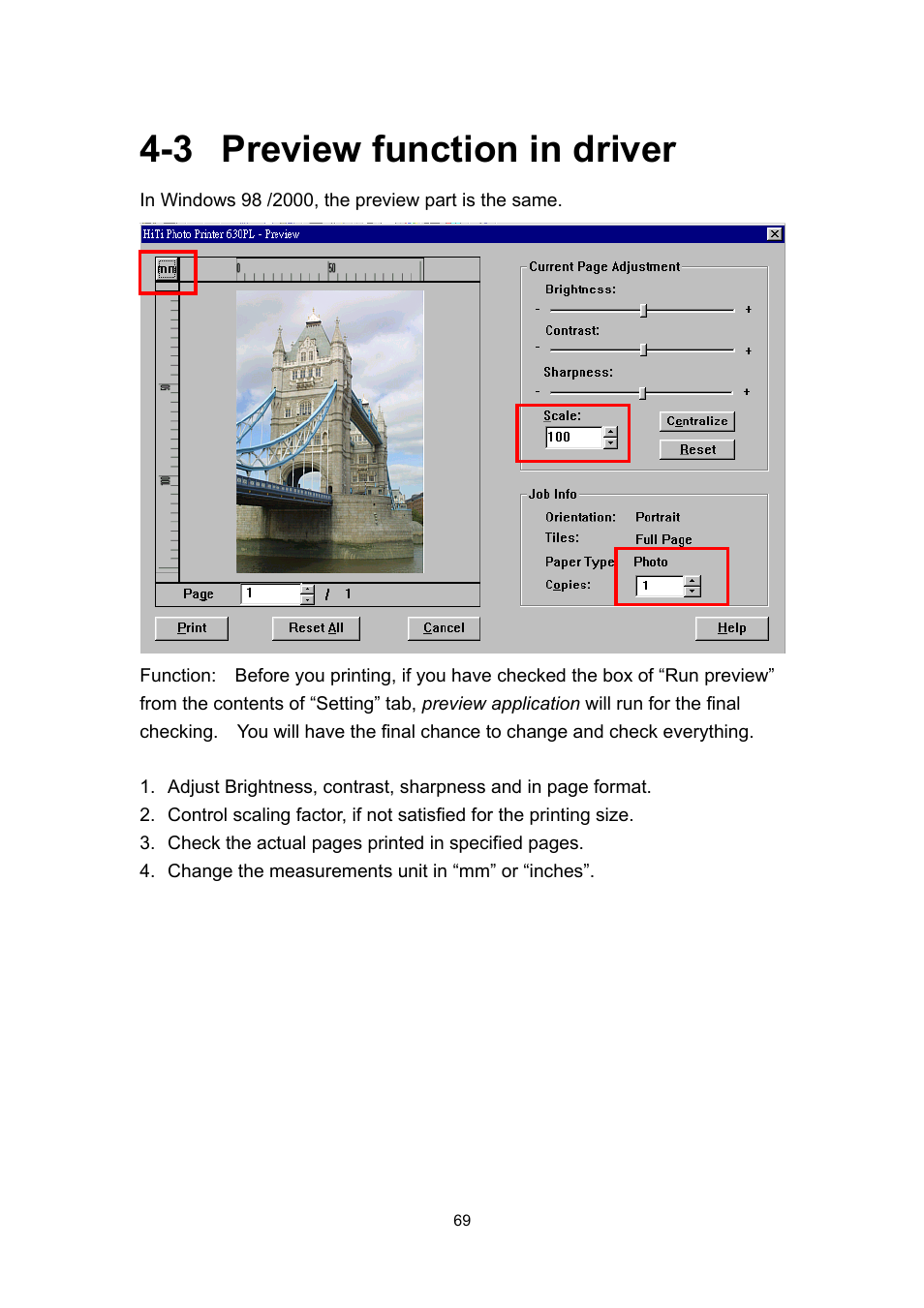 3 preview function in driver | Hi-Touch Imaging Technologies 630PL User Manual | Page 70 / 109