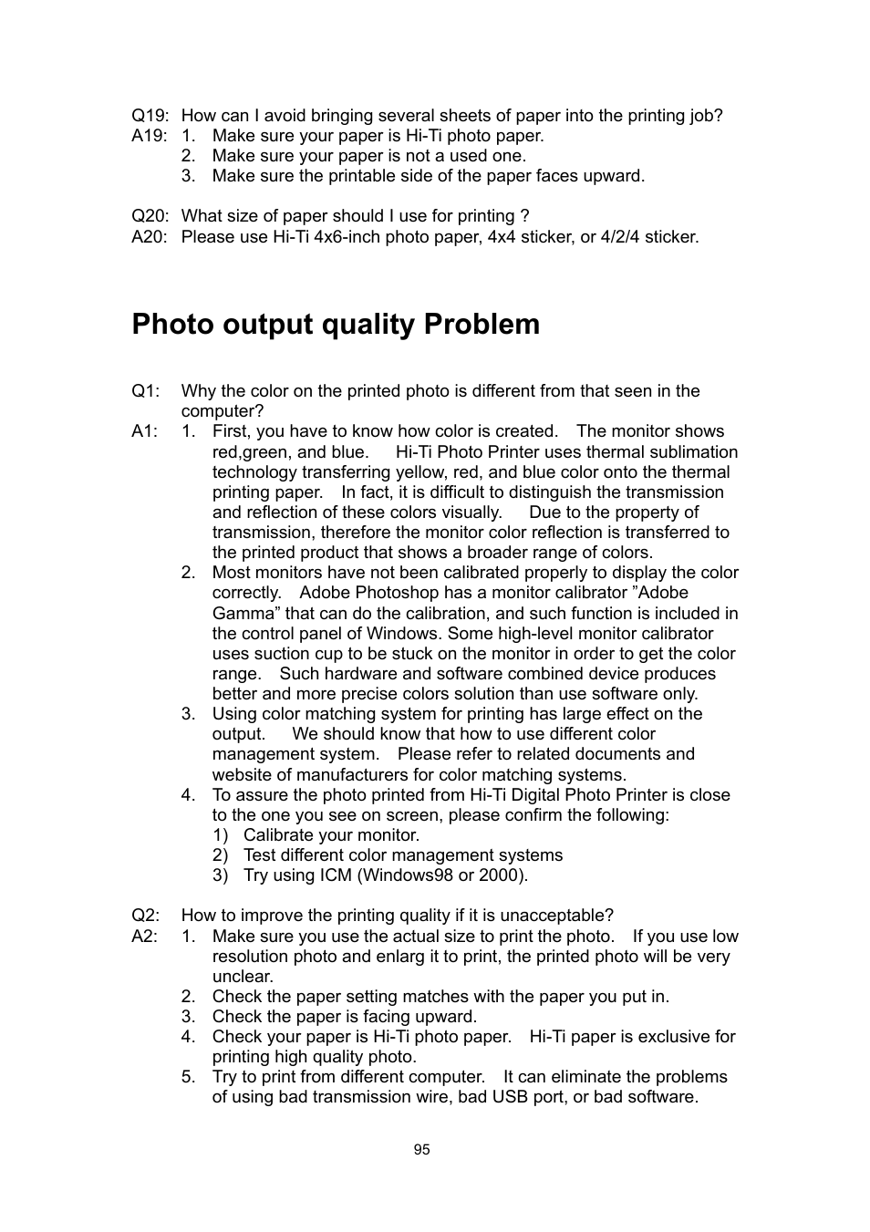 Photo output quality problem | Hi-Touch Imaging Technologies 630PL User Manual | Page 96 / 109