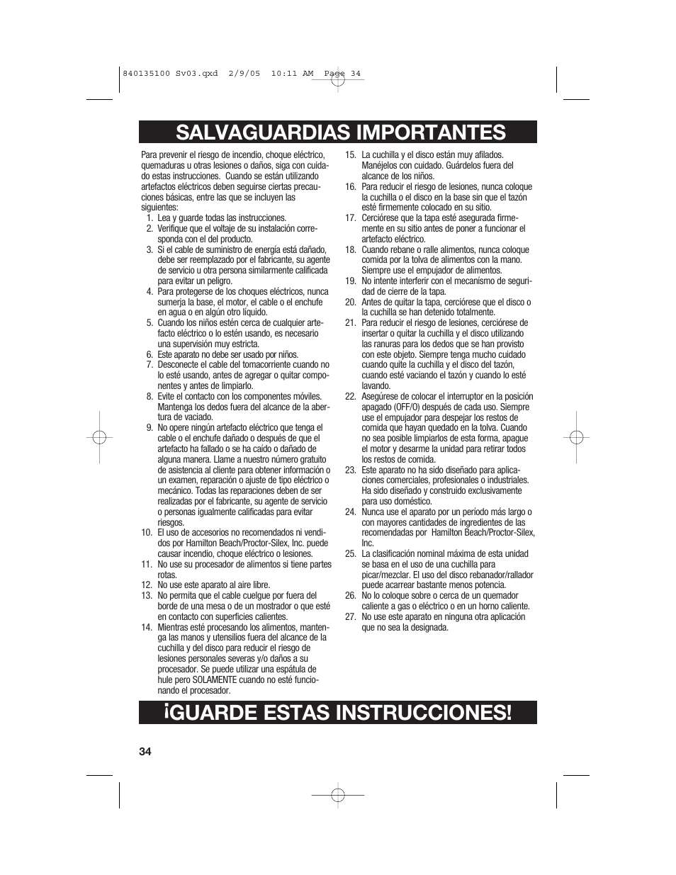 Hamilton Beach 840135100 User Manual | Page 34 / 52