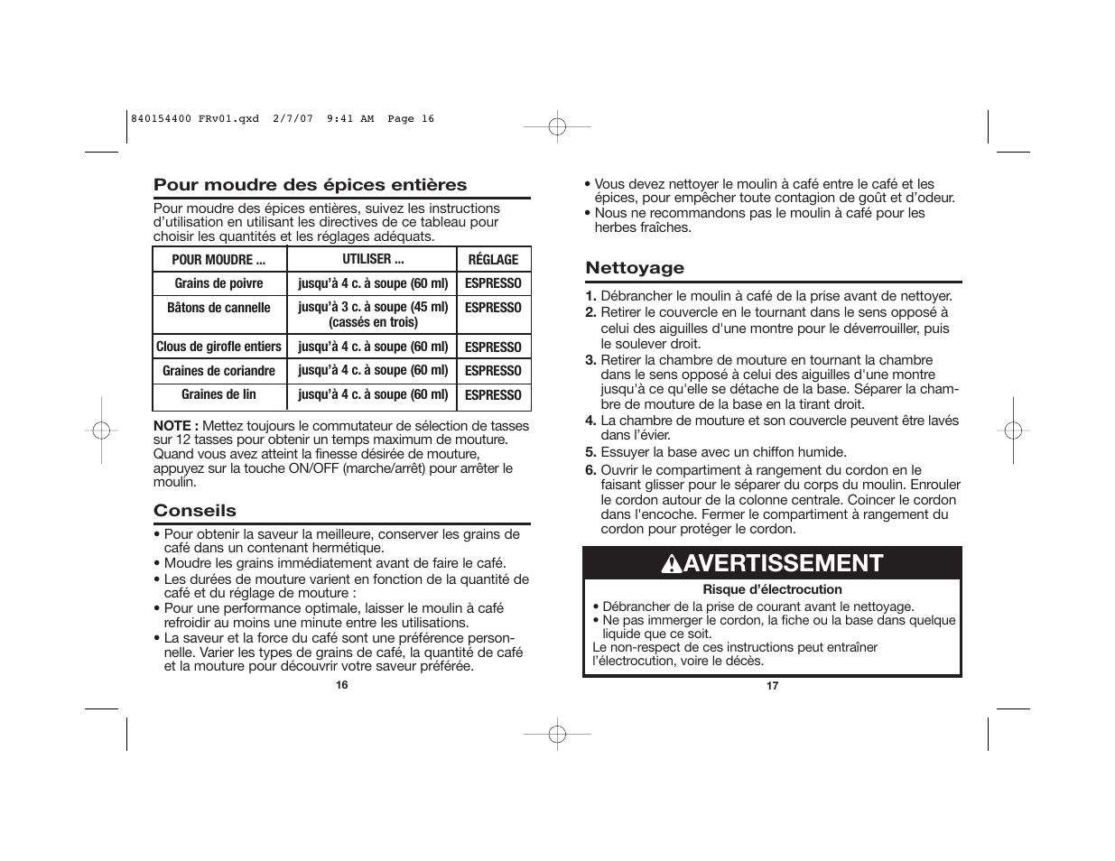 Wavertissement | Hamilton Beach 80364 User Manual | Page 9 / 16