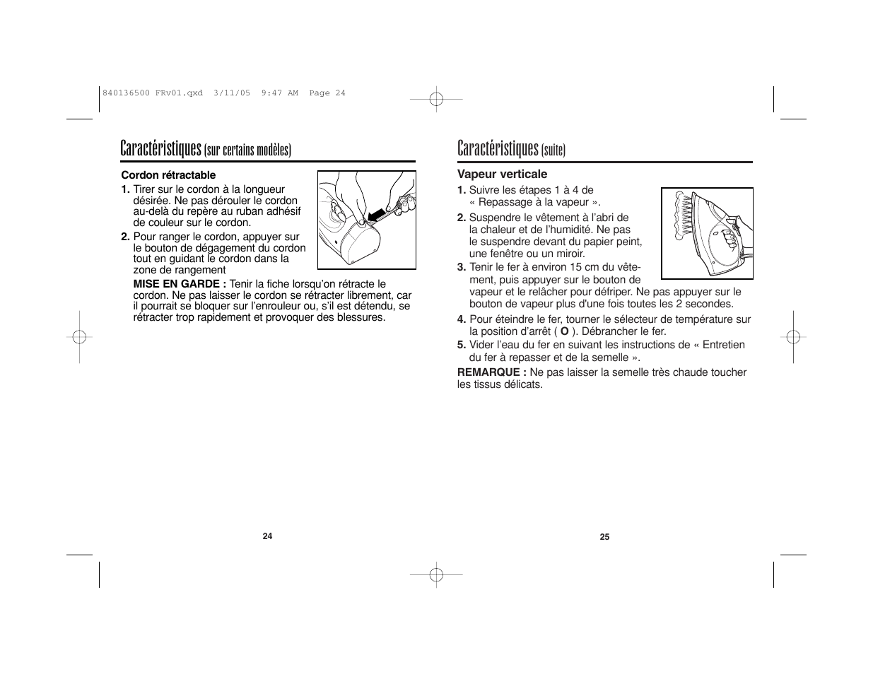 Caractéristiques | Hamilton Beach HIR800 User Manual | Page 13 / 23