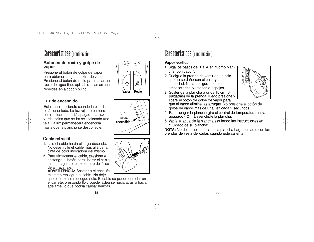 Características, Continuación) | Hamilton Beach HIR800 User Manual | Page 20 / 23